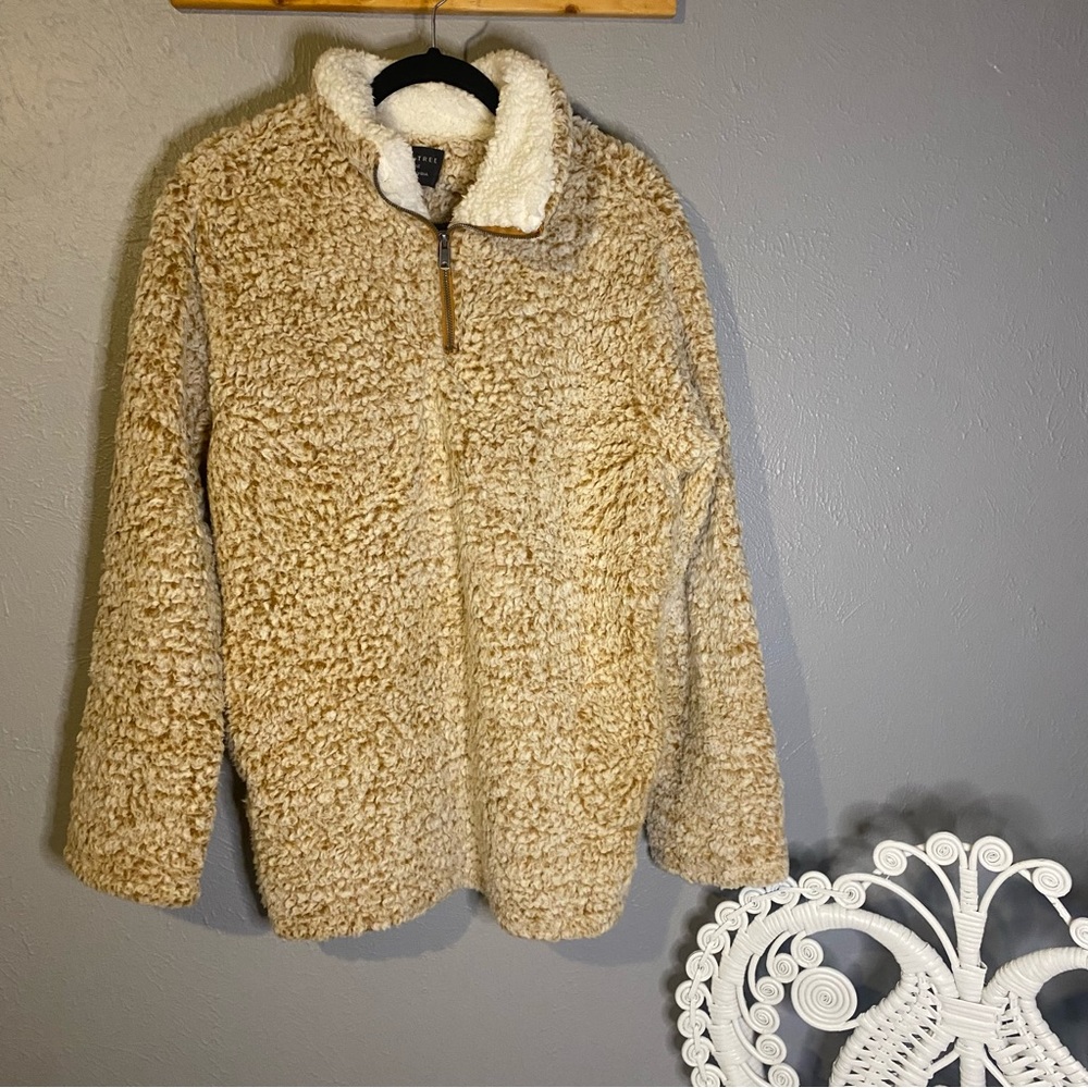 Love Tree fuzzy 3/4 zip pullover with pockets